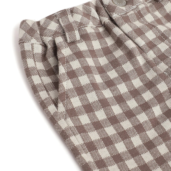 Boys White & Brown Cotton T-shirt With Trousers