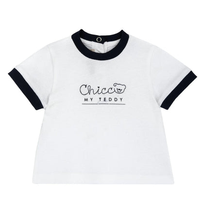 Boys White Embroidered Knitted T-shirt