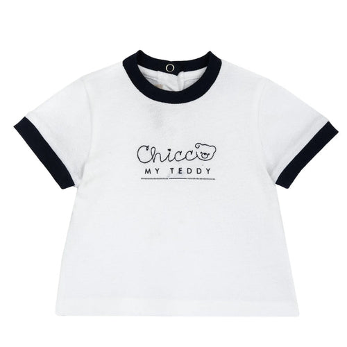 Boys White Embroidered Knitted T-shirt