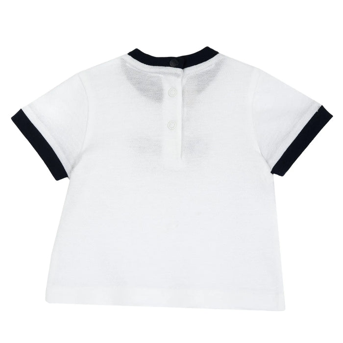 Boys White Embroidered Knitted T-shirt