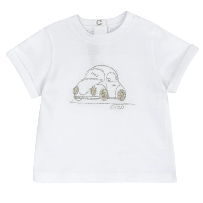 Boys White Embroidered T-shirt