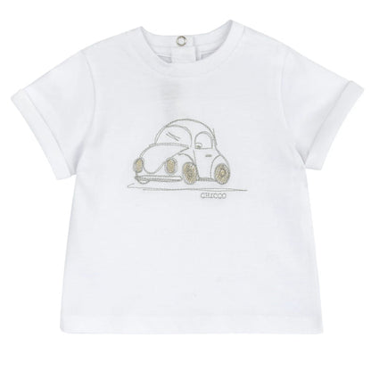 Boys White Embroidered T-shirt