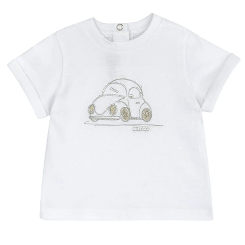 Boys White Embroidered T-shirt