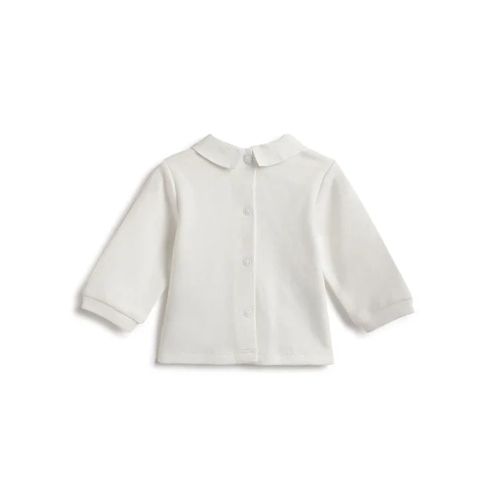 Boys White & Grey Embroidered Smock With Leggings