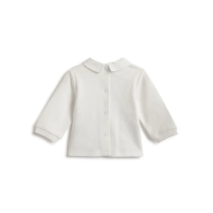 Boys White & Grey Embroidered Smock With Leggings