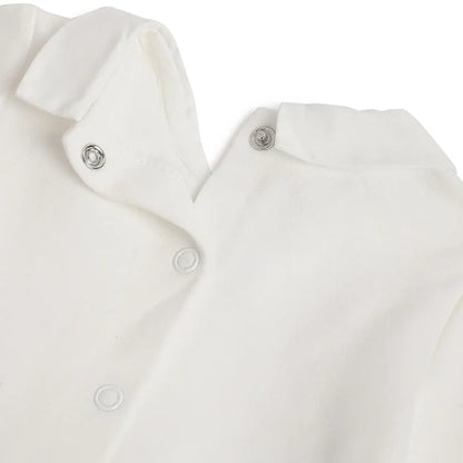 Boys White & Grey Embroidered Smock With Leggings