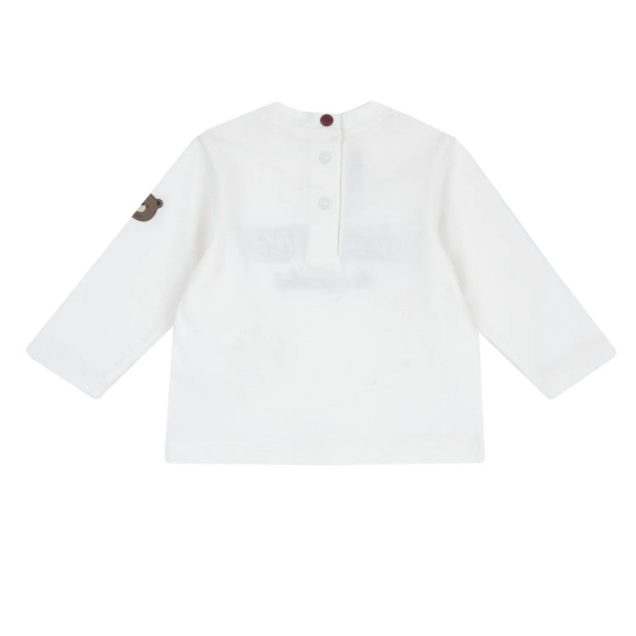 Boys White & Maroon Embroidered Long Sleeve T-shirt