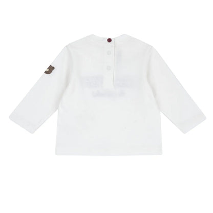Boys White & Maroon Embroidered Long Sleeve T-shirt
