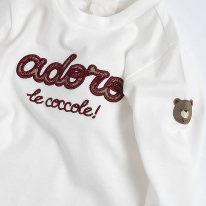 Boys White & Maroon Embroidered Long Sleeve T-shirt