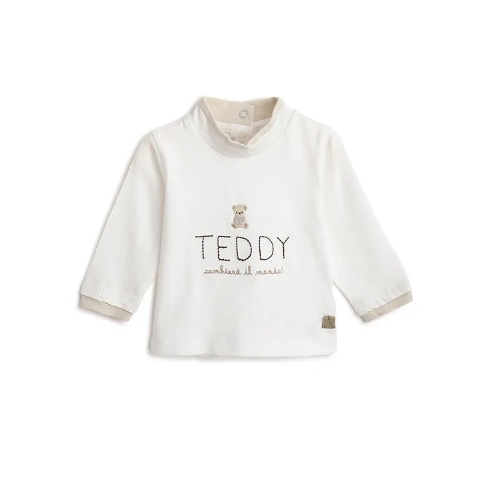 Boys White Printed Cotton T-shirt