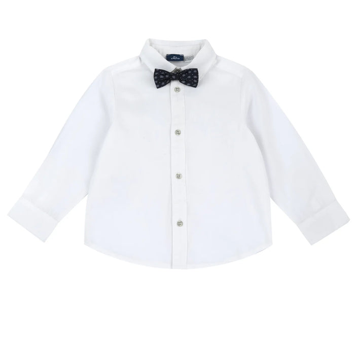 Boys White Solid Long Sleeve Shirt