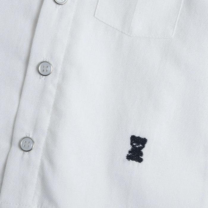 Boys White Solid Short Sleeve Shirt
