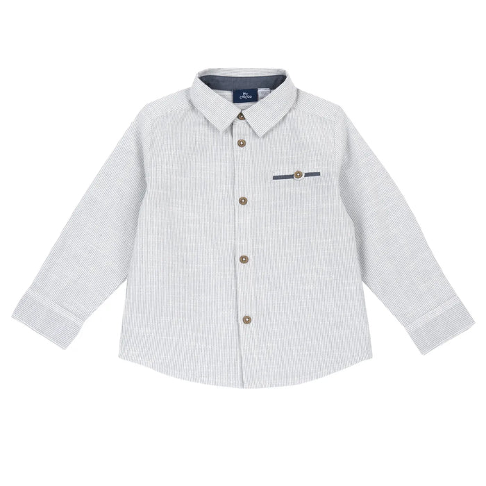 Boys White Striped Long Sleeve Shirt