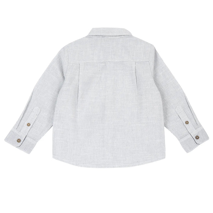 Boys White Striped Long Sleeve Shirt