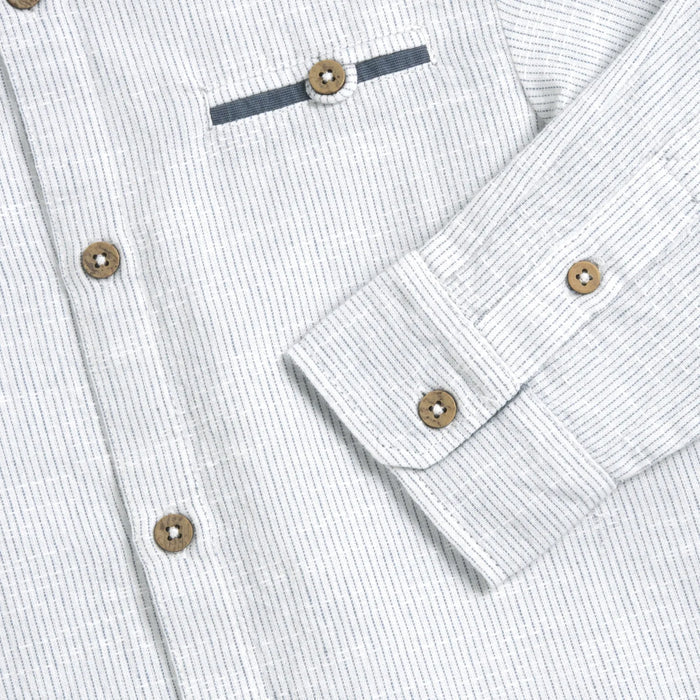 Boys White Striped Long Sleeve Shirt