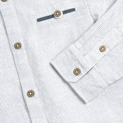 Boys White Striped Long Sleeve Shirt