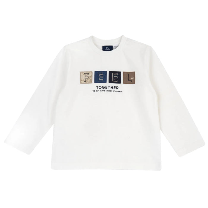 Boys White Typography Long Sleeve T-shirt