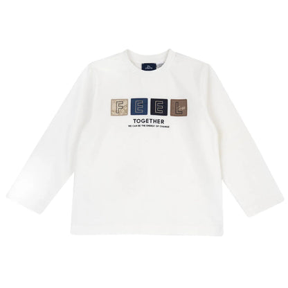 Boys White Typography Long Sleeve T-shirt