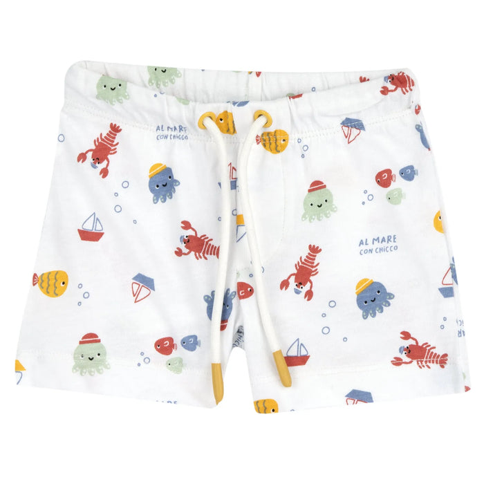 Boys Yellow and White Printed T-Shirt with Shorts