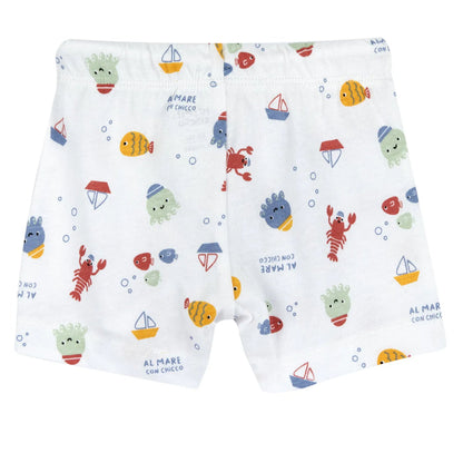 Boys Yellow and White Printed T-Shirt with Shorts