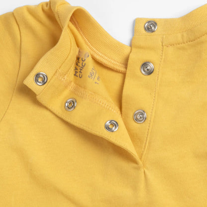 Boys Yellow and White Printed T-Shirt with Shorts