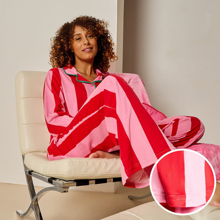 Candy Stripe Button Through Pyjama Set - Pink 🇬🇧