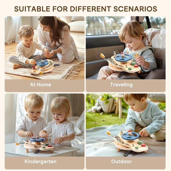 Car Busy Board Puzzle Children's Wooden Toys Simulation Steering Wheel 🇨🇳