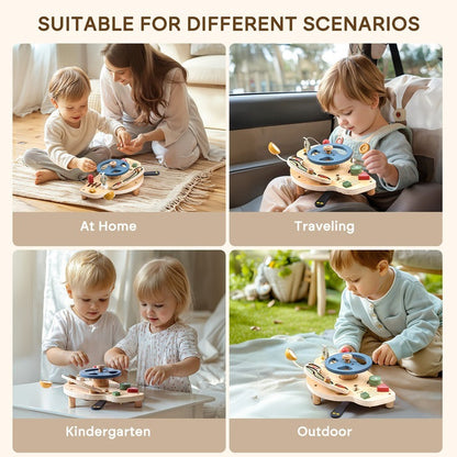 Car Busy Board Puzzle Children's Wooden Toys Simulation Steering Wheel 🇨🇳