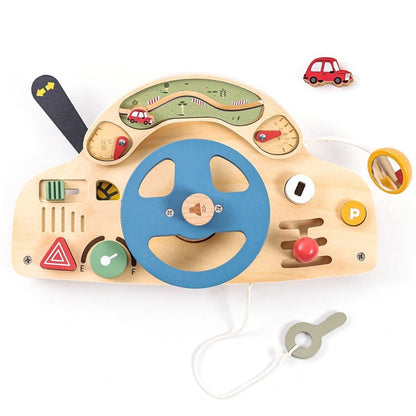 Car Busy Board Puzzle Children's Wooden Toys Simulation Steering Wheel 🇨🇳