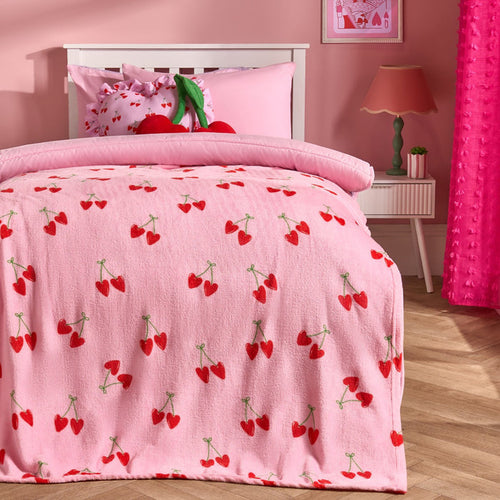 Cherry Print Ultra Soft Throw - Pink 🇬🇧