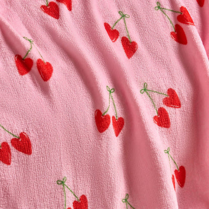 Cherry Print Ultra Soft Throw - Pink 🇬🇧