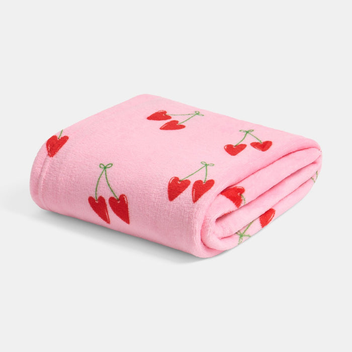 Cherry Print Ultra Soft Throw - Pink 🇬🇧