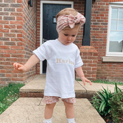 Children's white crew-neck T-shirt with 'Harlow' front print