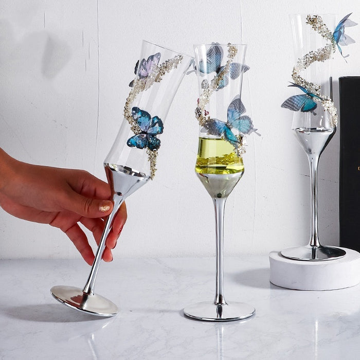 Creative Girdle Champagne Cup Crystal Glass Butterfly Stickers 🇨🇳