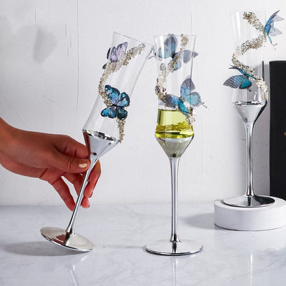 Creative Girdle Champagne Cup Crystal Glass Butterfly Stickers 🇨🇳