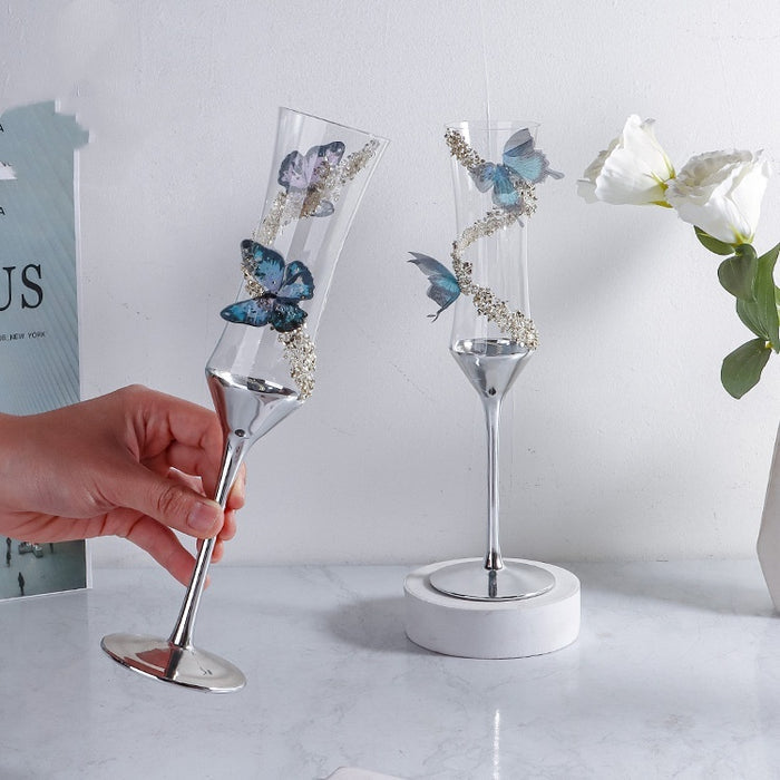 Creative Girdle Champagne Cup Crystal Glass Butterfly Stickers 🇨🇳