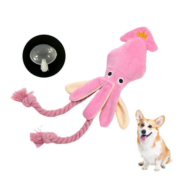 Cute Squid Small Dog Toy Sound BB Plush Pet Puppy Rope Toys Chew Squeak 🇨🇳