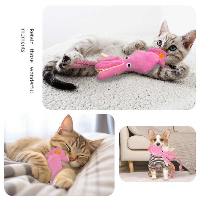 Cute Squid Small Dog Toy Sound BB Plush Pet Puppy Rope Toys Chew Squeak 🇨🇳