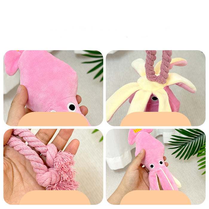 Cute Squid Small Dog Toy Sound BB Plush Pet Puppy Rope Toys Chew Squeak 🇨🇳