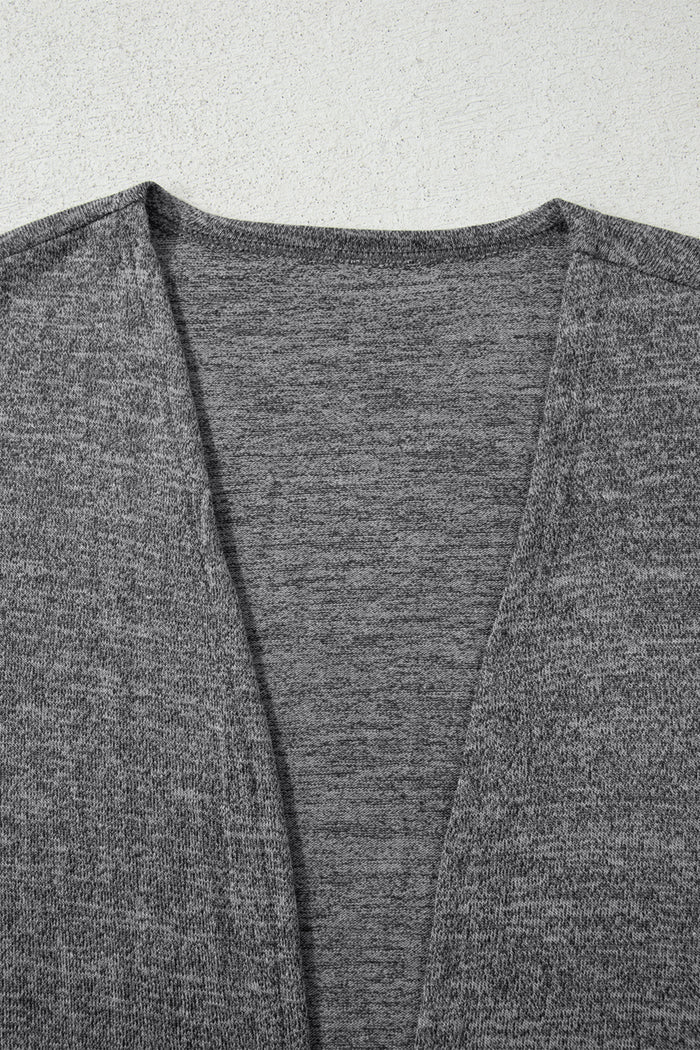 Dark Grey 3pcs V Neck T Shirt Ribbon Knot Pants Open Duster 3pcs Lounge Set 🇺🇸