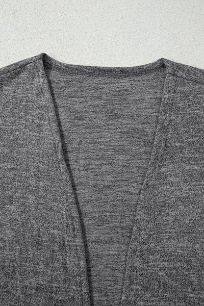 Dark Grey 3pcs V Neck T Shirt Ribbon Knot Pants Open Duster 3pcs Lounge Set 🇺🇸