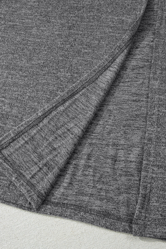 Dark Grey 3pcs V Neck T Shirt Ribbon Knot Pants Open Duster 3pcs Lounge Set 🇺🇸