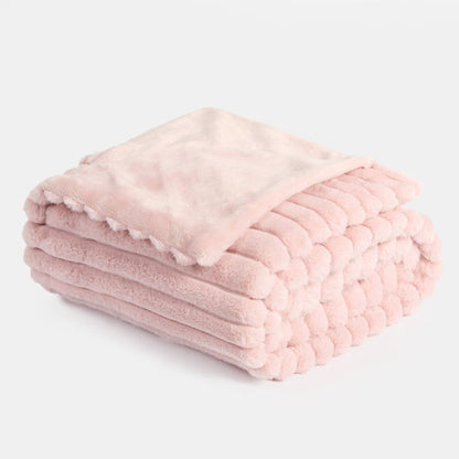 Faux Fur Thick Ribbed Throw - Blush 🇬🇧