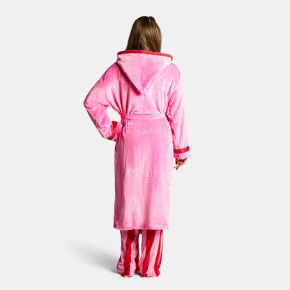 Flannel Fleece Piped Edge Dressing Gown, Adults - Pink/Red 🇬🇧
