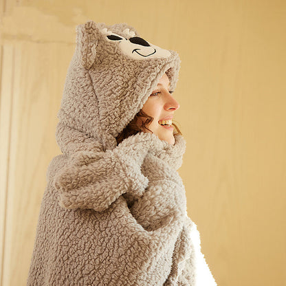 Flannel Siesta Blanket With Hood Shawl 🇨🇳