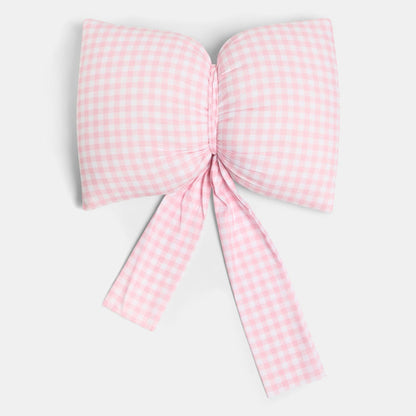 Gingham Print Bow Shaped Cushion - Pink 🇬🇧