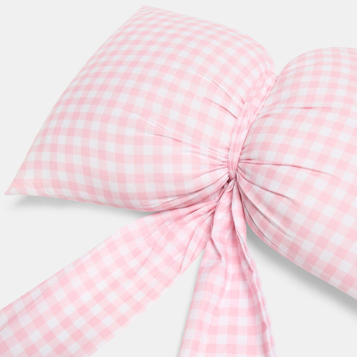 Gingham Print Bow Shaped Cushion - Pink 🇬🇧
