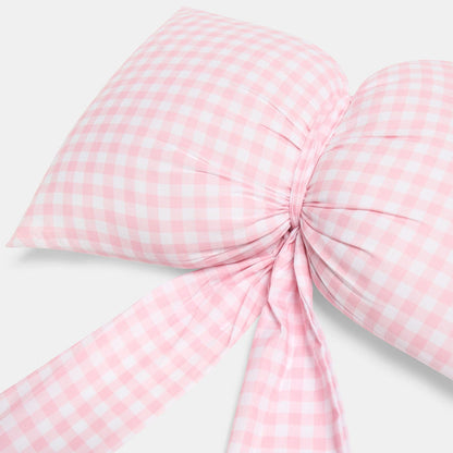 Gingham Print Bow Shaped Cushion - Pink 🇬🇧