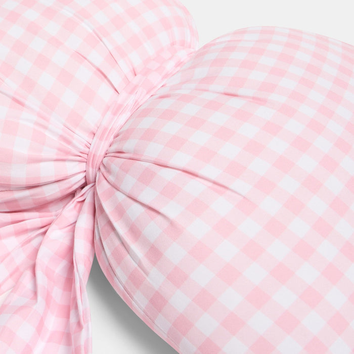 Gingham Print Bow Shaped Cushion - Pink 🇬🇧