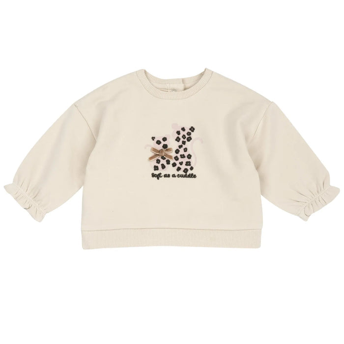 Girls Beige & Grey Applique Sweatshirt with Leggings